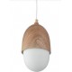Pendant Metal Lighting Fixture G160mm Brown Wood Color with White Glass