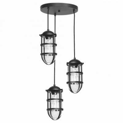 Modern Metal Ceiling Lamp with glass Kaivos Black (3xE27)