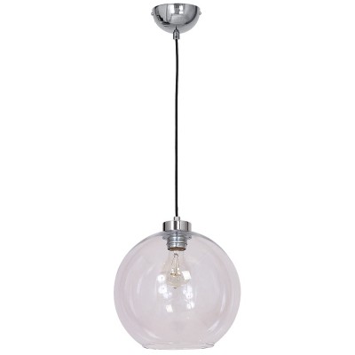 Boll Pendant Lamp with Glass globe, Chrome rosette and lampholder