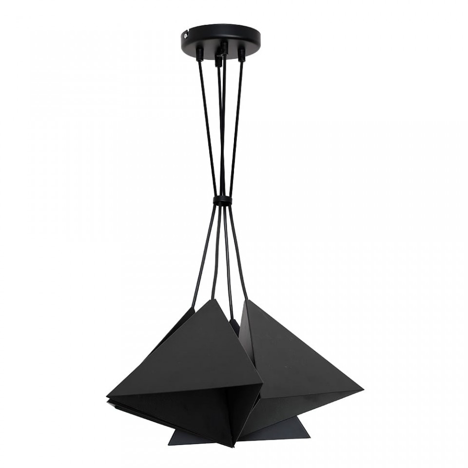 Metal Pendant Industrial Lamp Set (4xE27) Black