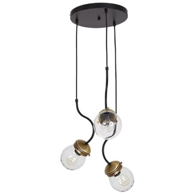 Hanging Lamp Natan Brass with Glass Protection and Black Base (3xE27)