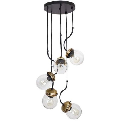 Hanging Lamp 3 Lights Natan with Glass Brass