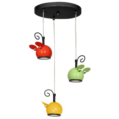 Pendant Kids Lamp Mouse with Colorful Mouses 3XGU10