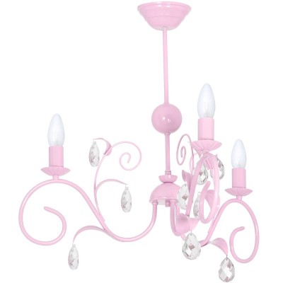 Kids Pendant Chandelier Mia Pink with Crystal 3xE14 
