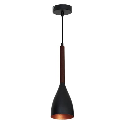 Metal Ceiling Lamp Muza Black-Gold with wooden arm