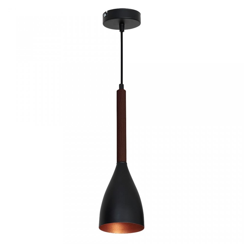 Metal Ceiling Lamp Muza Black-Gold with wooden arm