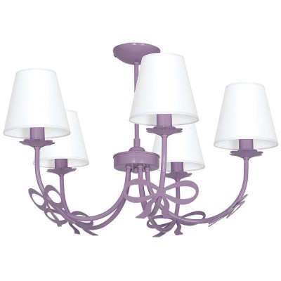 Kids Chandelier for Bedroom Lighting Decor Lilac with 5 White Lampshades