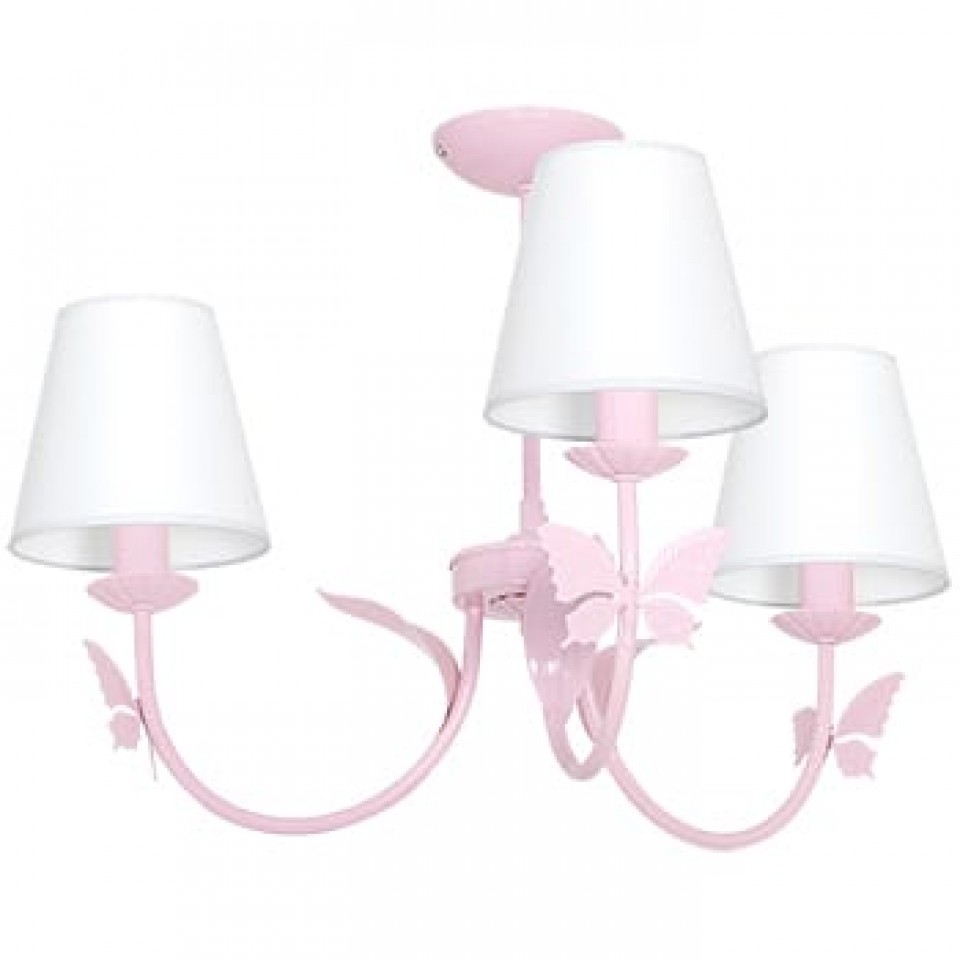 Kids Lamp with Butterfly Pink 3 bulbs Ε14