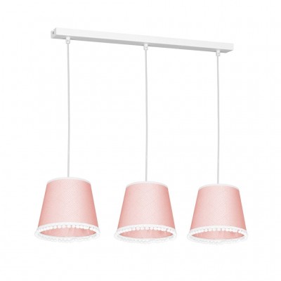 Kids Pendant light DAISY PINK with 3 pon pon lampshades