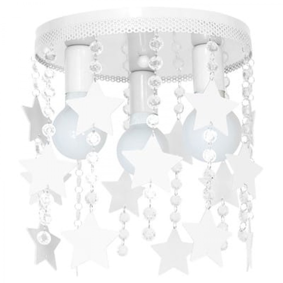 Παιδικό Φωτιστικό Οροφής STAR 3-φωτο Λευκό με Αστέρια και Κρύσταλλα