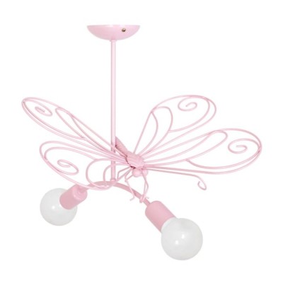Παιδικό Φωτιστικό Οροφής Motyl 2-φωτο με Ροζ Πεταλούδα