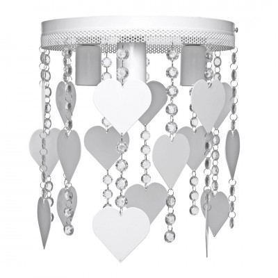 Ceiling light CORAZON with White hearts and crystals