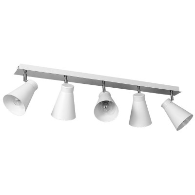 Ceiling Track Rail with Funnel Downlights White Bevan (5xE27)