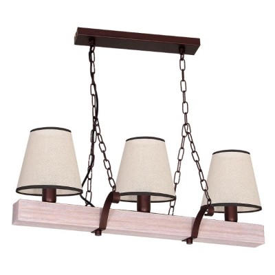 Ceiling Modern Lamp Adria with fabric lampshades & wooden coating (3xE27)