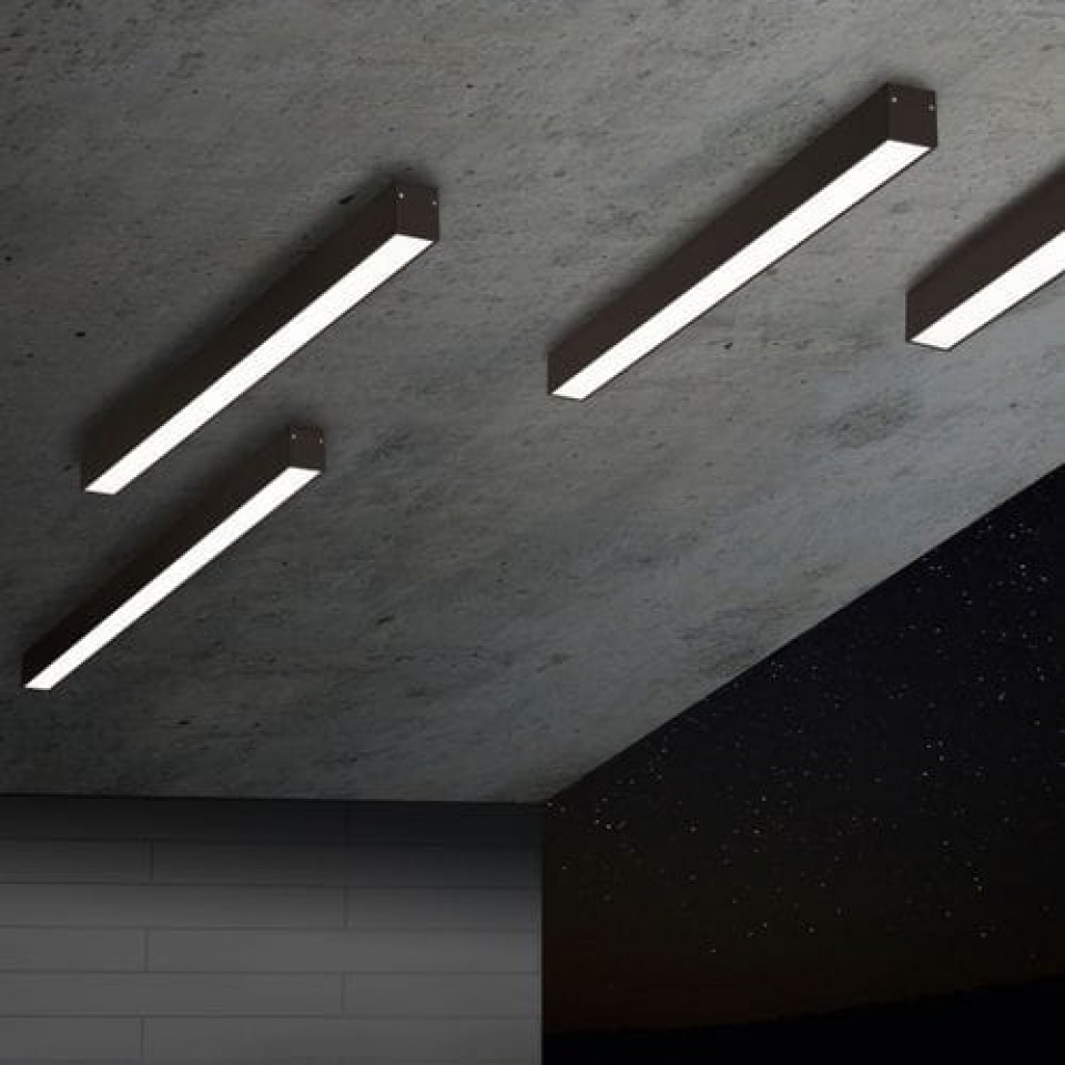 Εξωτερικό Γραμμικό Φωτιστικό Οροφής LED Paz 46W 112.8cm Λευκό/Μαύρο