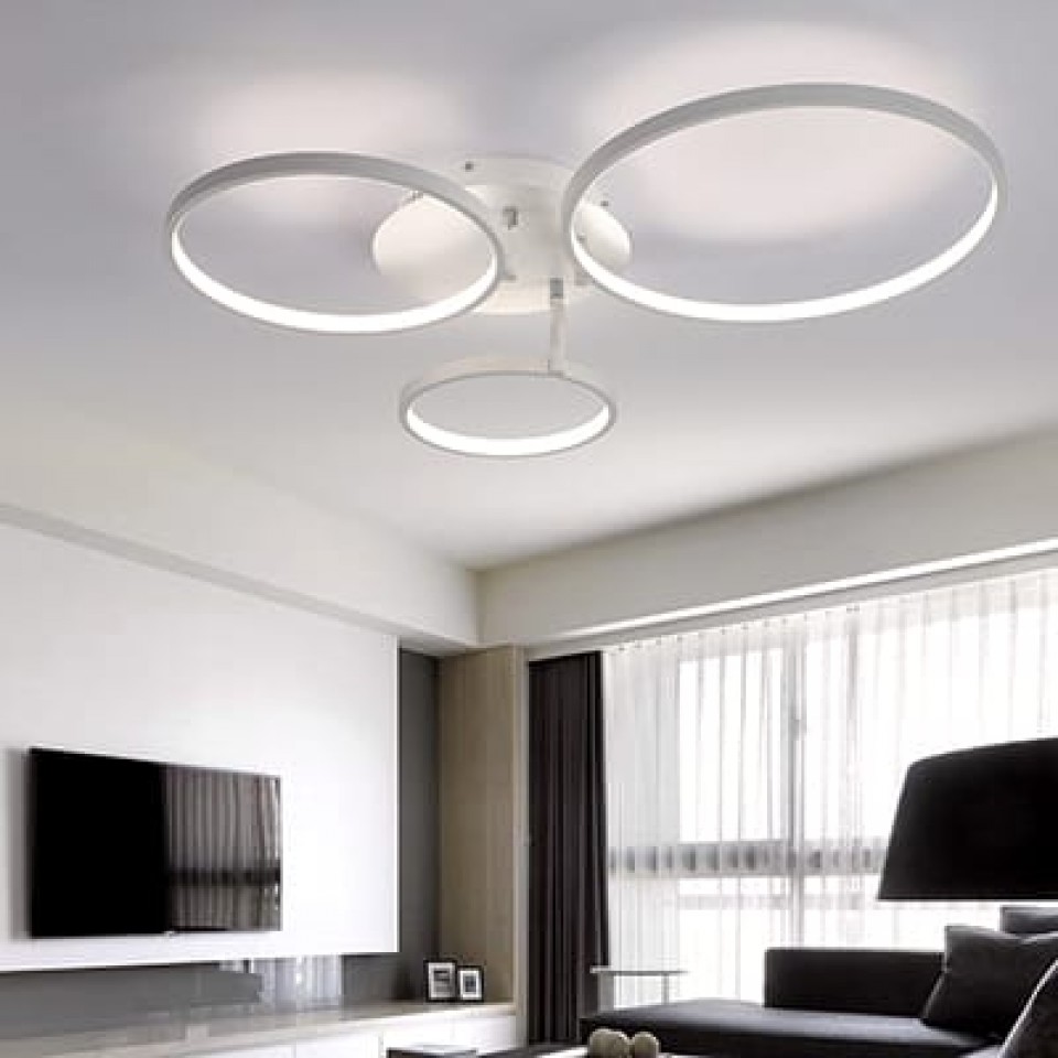LED Φωτιστικό Οροφής Sevilla 89W Λευκό 3 Κύκλοι Φ45cm Φ35cm Φ25cm με Τηλεχειριστήριο Ψυχρό/Φυσικό/Θερμό