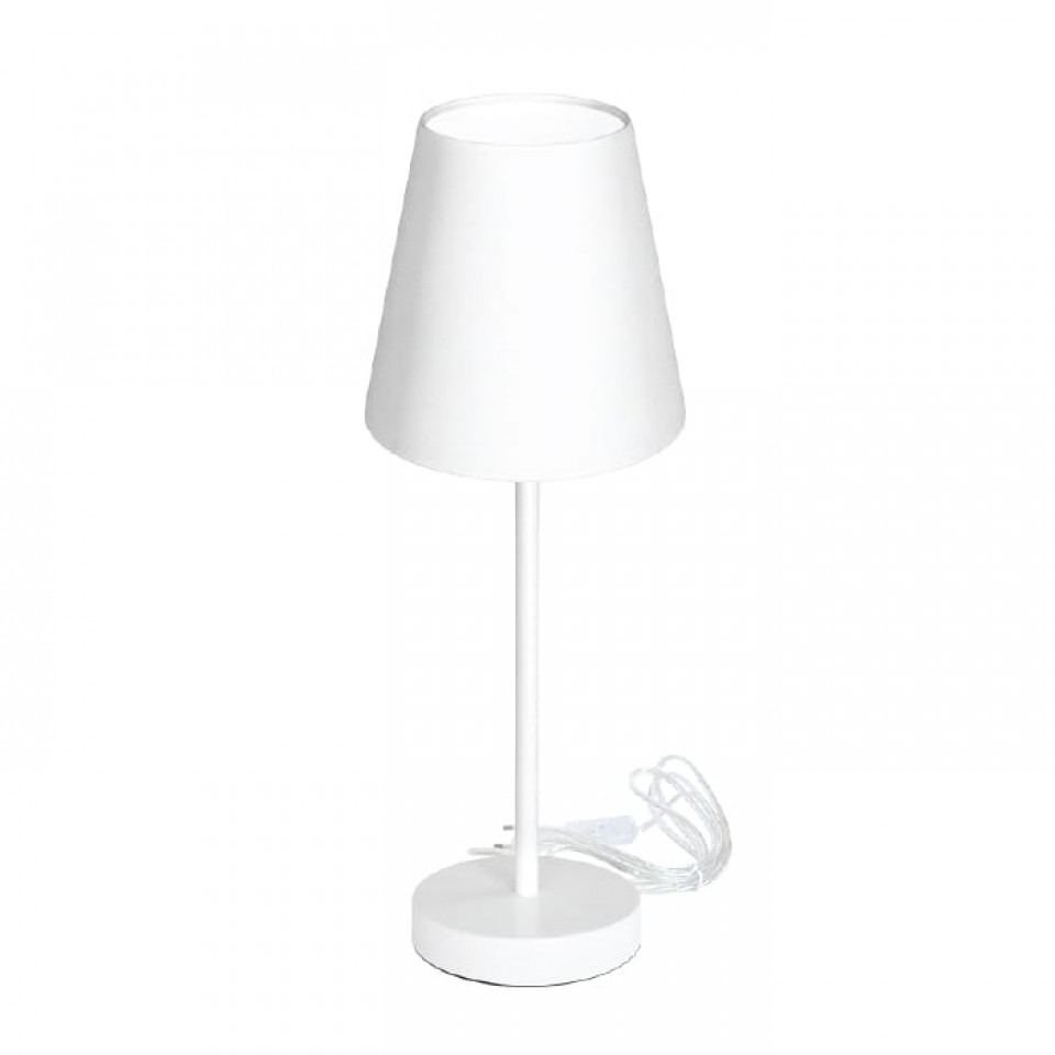Table Lamp for Hotel with White Base and Fabric Lampshade Black / White / Ivory