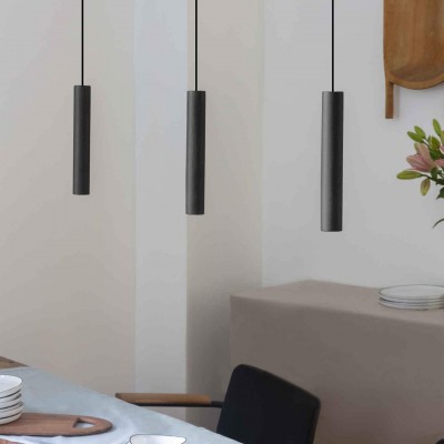 LED Spot Chimes Wooden Pendant Lamp Black by UMAGE
