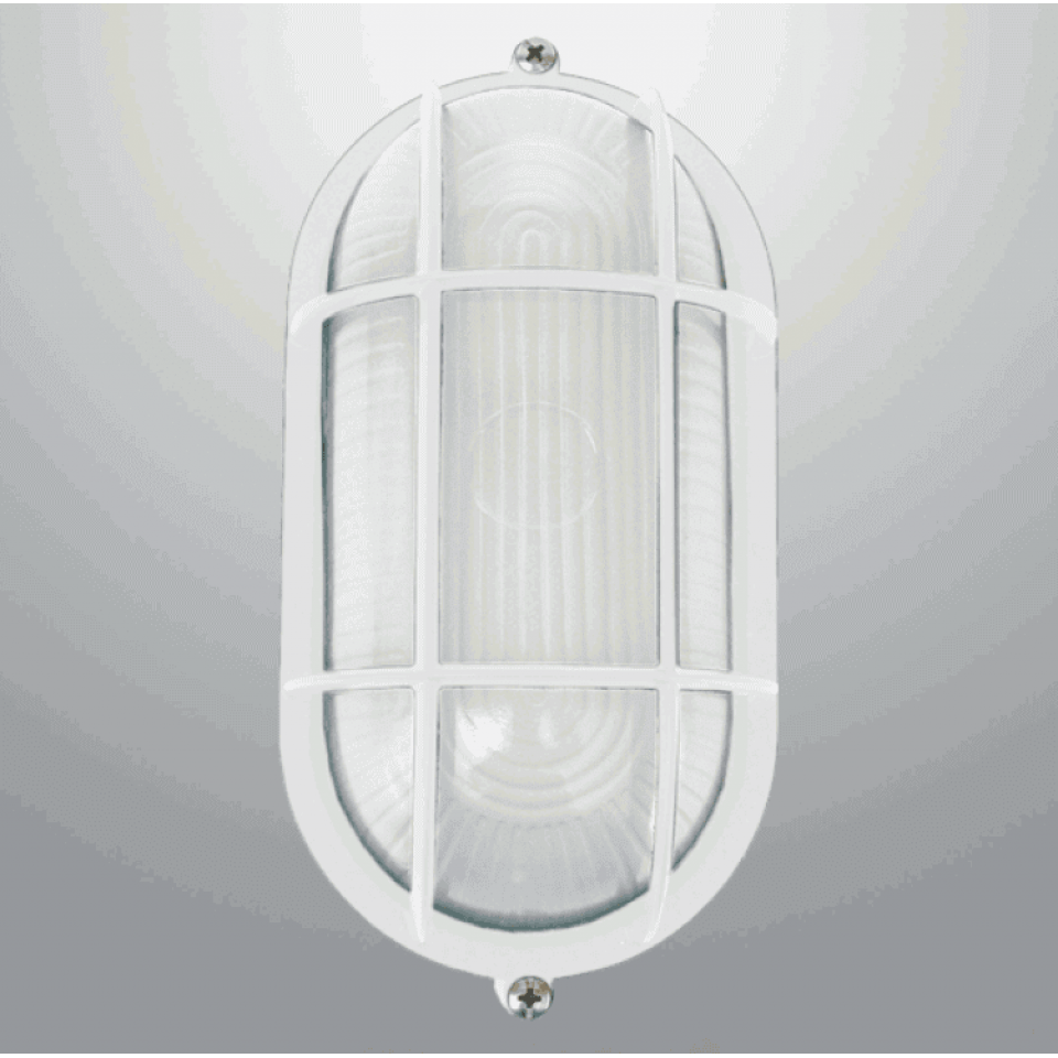 Oval Wall Lamp of aluminum with grid and glass TO 1402 IP54 Black / White / Silver