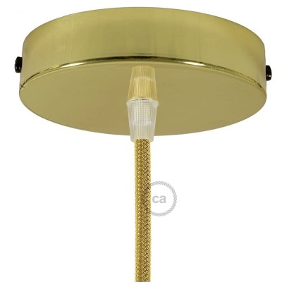 Brushed Brass Flat metal Rosette with screws and Transparent Cable bracket