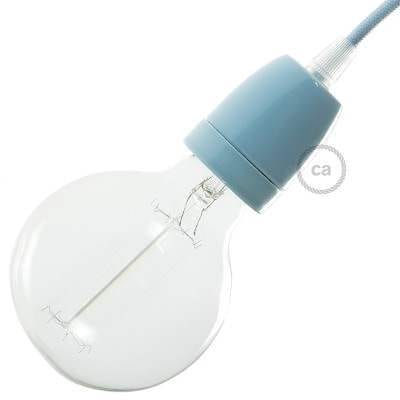 Porcelain Lampholder Light Blue with Strain relief Clamp