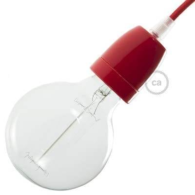 Porcelain Lampholder Red Fire with Strain relief Clamp