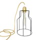 Vintage Cage Pendant Lamp Black (with Metal Gold E27 Lampholder and Gold Fabric Cable RM05)