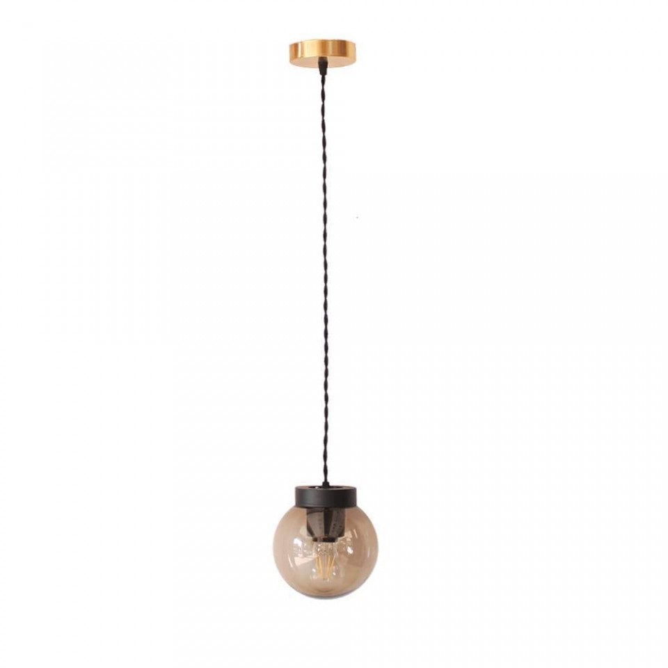 Modern Pendant Lamp with Smoked Plastic Globe
