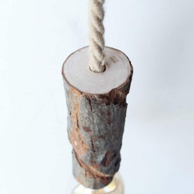 Wood Pendant Light Bark 22 cm with Jute 16mm