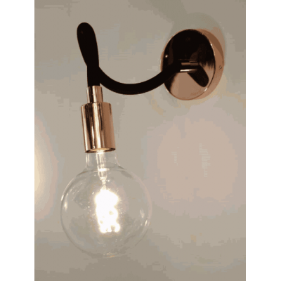 Wall Lamp Tube Black with copper accessories