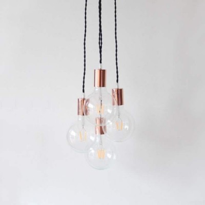 Minimal Modern Metal Pendant Lamp Copper 4xE27