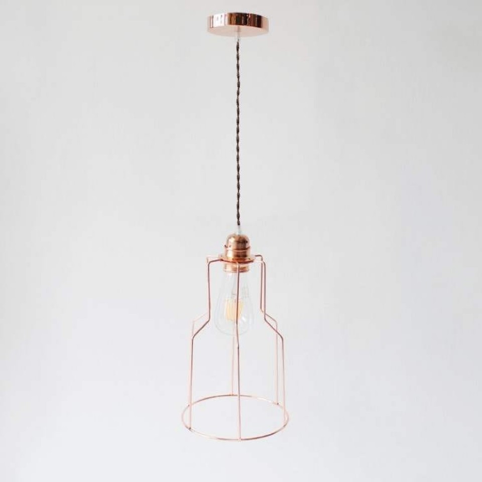 Minimal Copper Cage Lampholder with switch