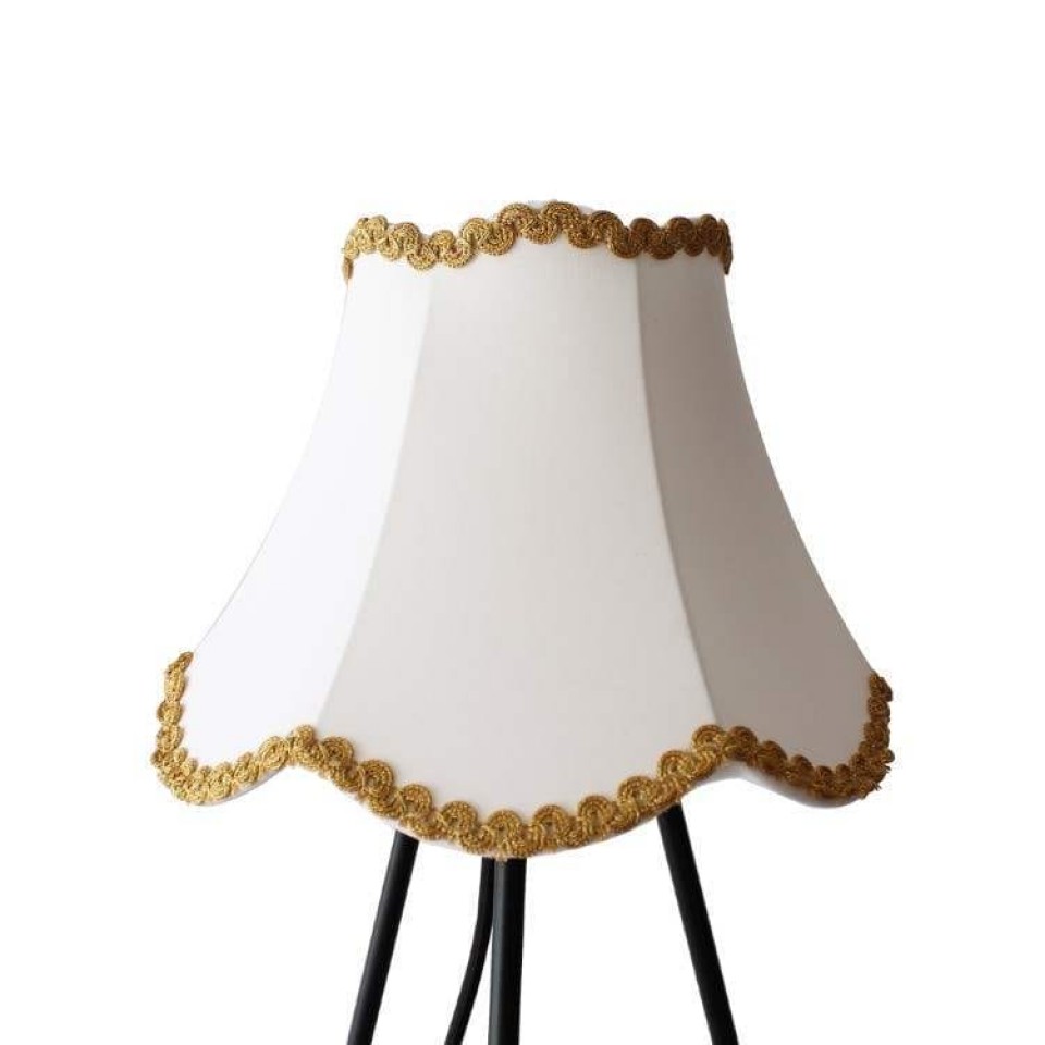 Handmade Lampshade 25cm E14 White Fabric with Gold