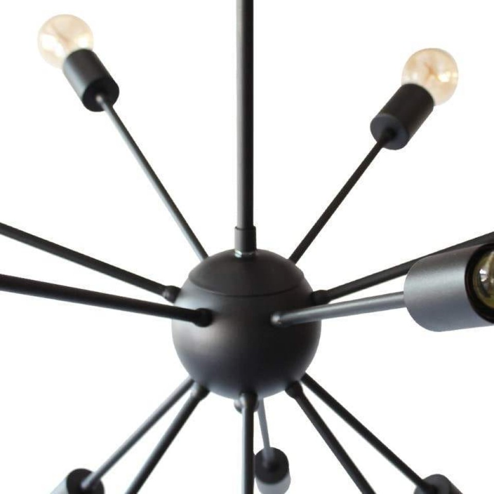 Sputnik Multi-Pendant Lamp Black with 12 bulbs