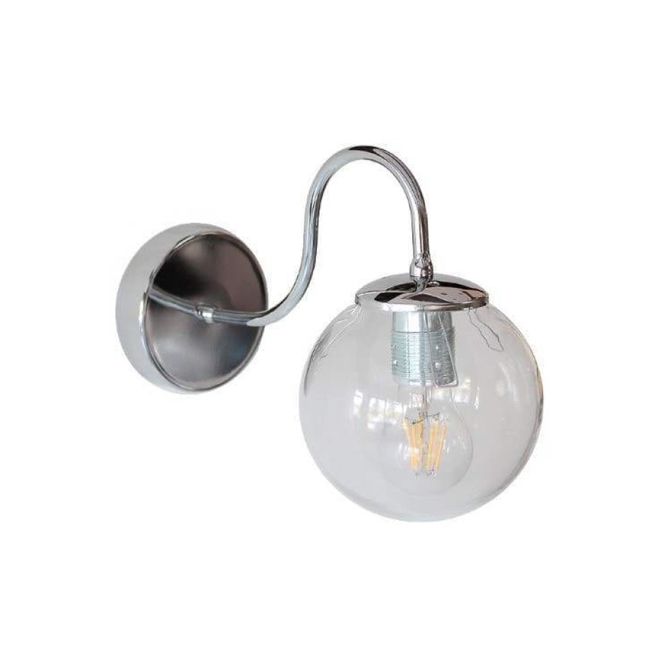 Curved Modern Wall Lamp with Glass Globe Hural