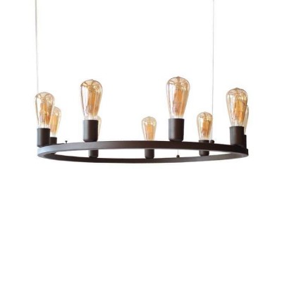 Mid Century Chandelier 9 Bulbs Black for Dining Room Table 