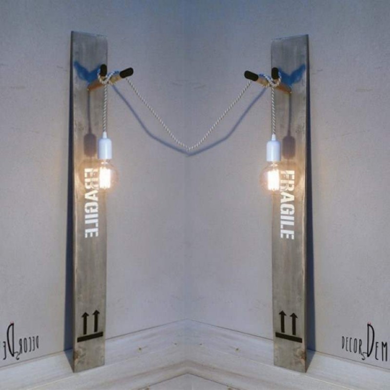 Handmade Fragile Wooden Wall Lamp by Decordemon