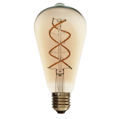 LED Filament Spiral E27 6W ST64 Warm white Amber Glass Dimmable