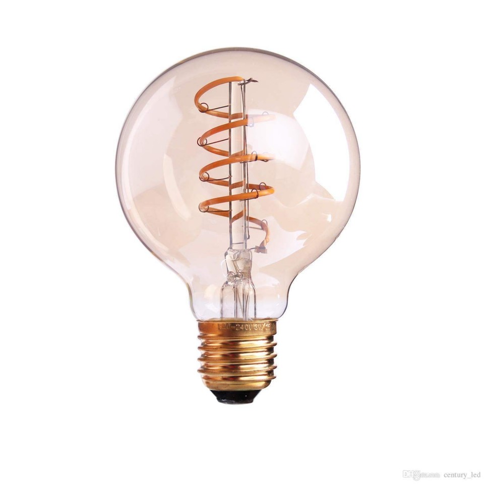 LED Filament Spiral E27 6W G95 Warm white Amber Glass Dimmable