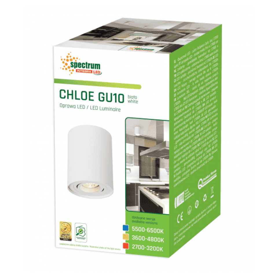 Chloe GU10 Στρόγγυλο Κινητό Φωτιστικό Οροφής Λευκό