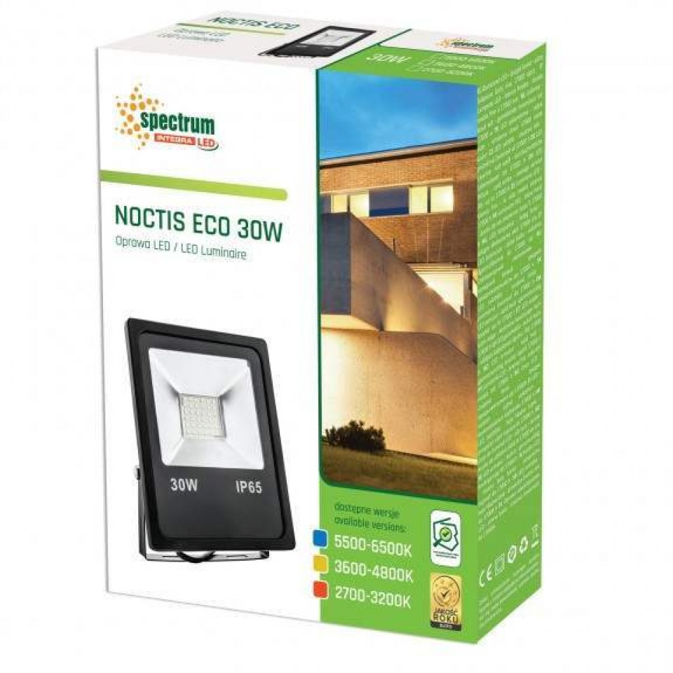 LED Floodlight SMD 30W 230V IP65 Noctis Eco Black