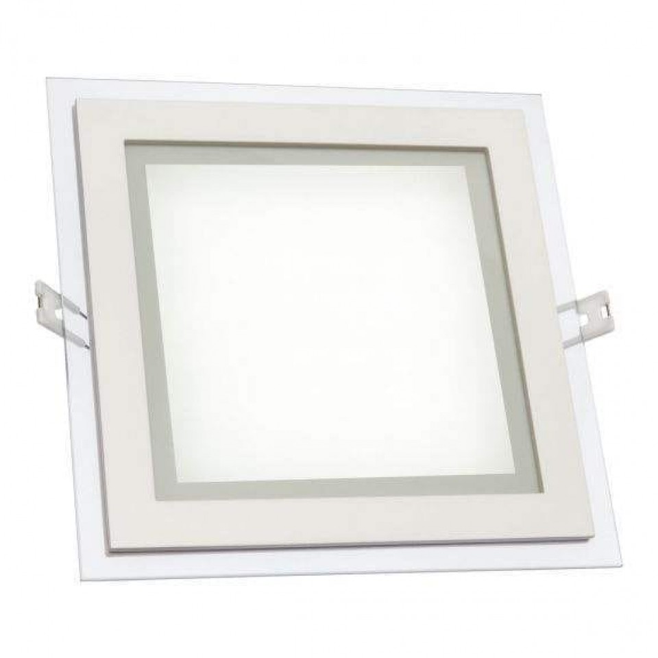 *ΠΡΟΣΦΟΡΑ* LED Χωνευτό Glass Fiale Eco Τετράγωνο Λευκό 18W ( Τελευταία Κομμάτια) Ψυχρό