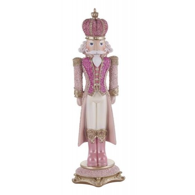 Christmas Decorative Polyresin Soldier with Cape (Pink, White and Gold) 14x13.5x45.5 cm