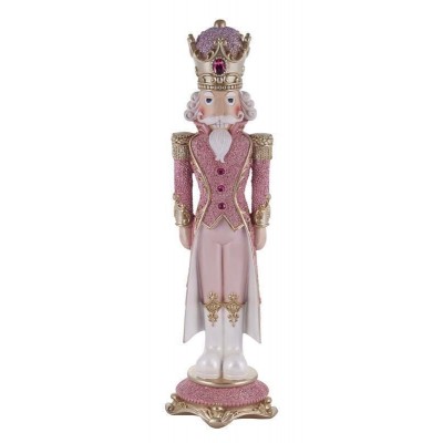Christmas Polyresin Soldier with Cape Pink - White 18.5x18x62cm