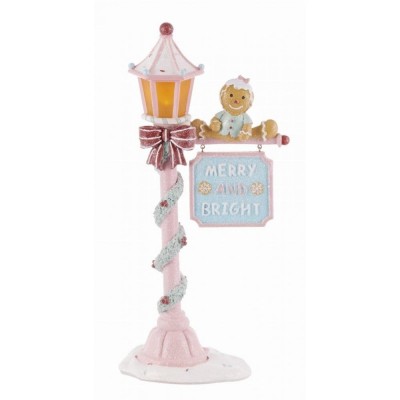Christmas Lighted Decorative Polyresin Candy Lantern in Pastel Shades 18x10x36 cm