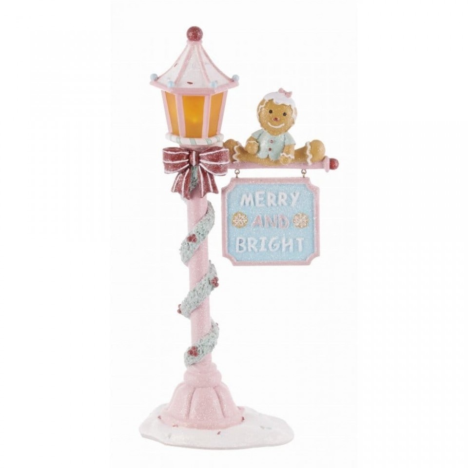 Christmas Lighted Decorative Polyresin Candy Lantern in Pastel Shades 18x10x36 cm