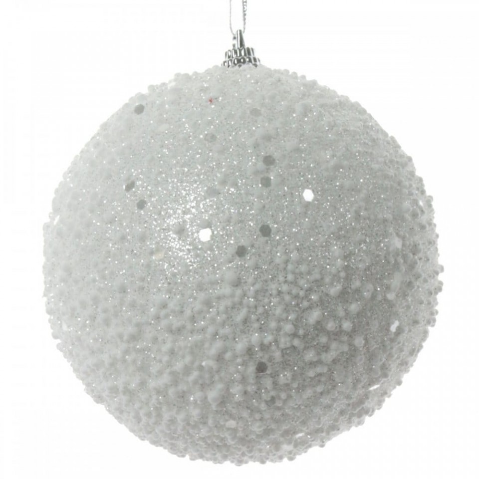 Χριστουγεννιάτικο Στολίδι Λευκή Μπάλα Οροφής με Χιόνι 20cm