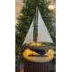 Wooden Traditional Decorative Boat 36cm White - Brown