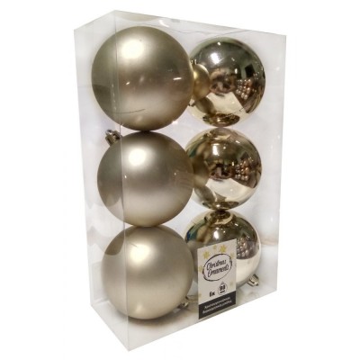 Christmas Balls for Tree 8cm Champagne set of 6 Pieces