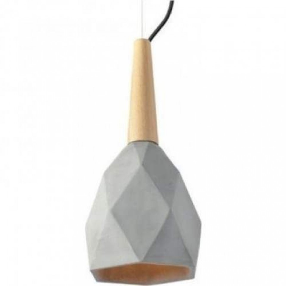 Cement Pendant Lampshade with Wood